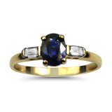 PAGE Estate Ring Estate 14K Yellow Gold Sapphire Diamond Ring 7.25