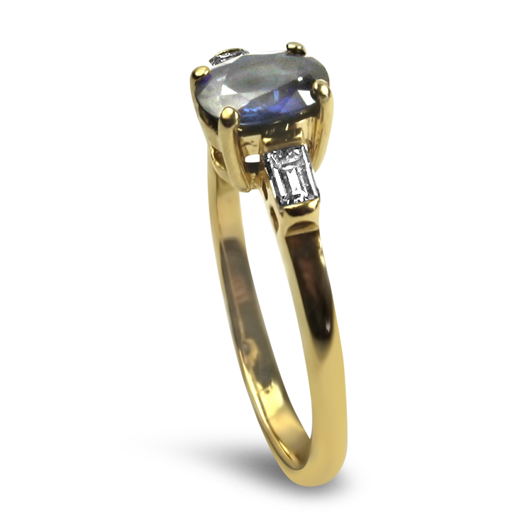 PAGE Estate Ring Estate 14K Yellow Gold Sapphire Diamond Ring 5.75