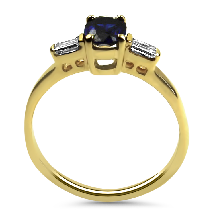 PAGE Estate Ring Estate 14K Yellow Gold Sapphire Diamond Ring 5.75