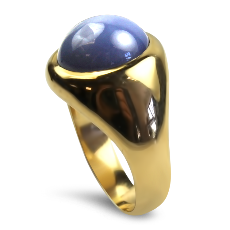PAGE Estate Ring Estate 14K Yellow Gold Synthetic Star Sapphire Dome Ring 10