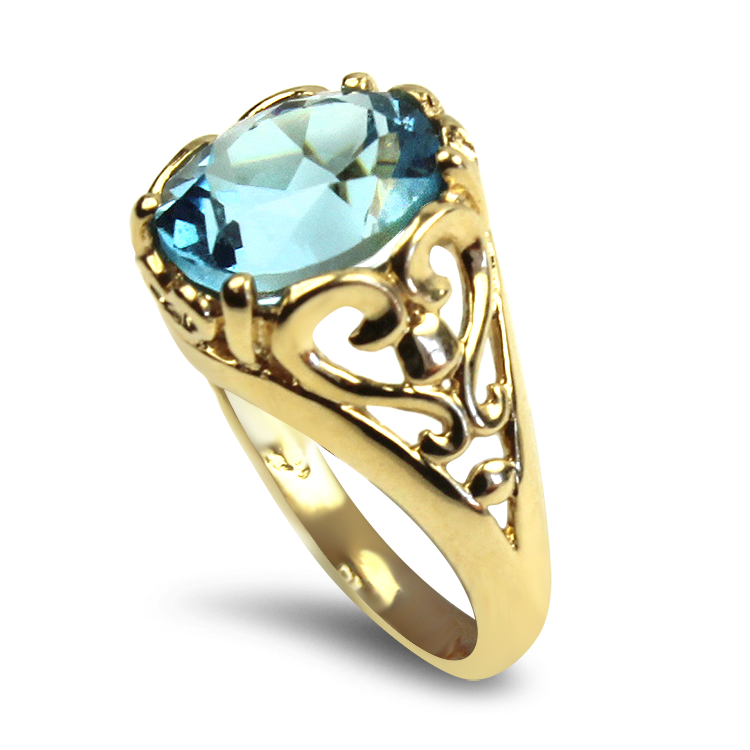 PAGE Estate Ring Estate 14K Yellow Gold Topaz Filigree Ring