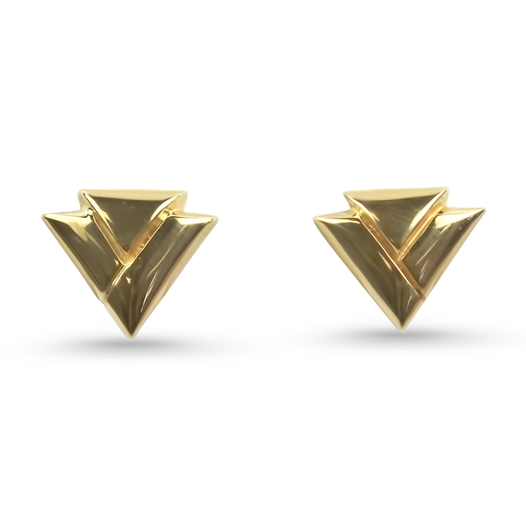 PAGE Estate Earrings Estate 14k Yellow Gold Triangle Stud Earrings