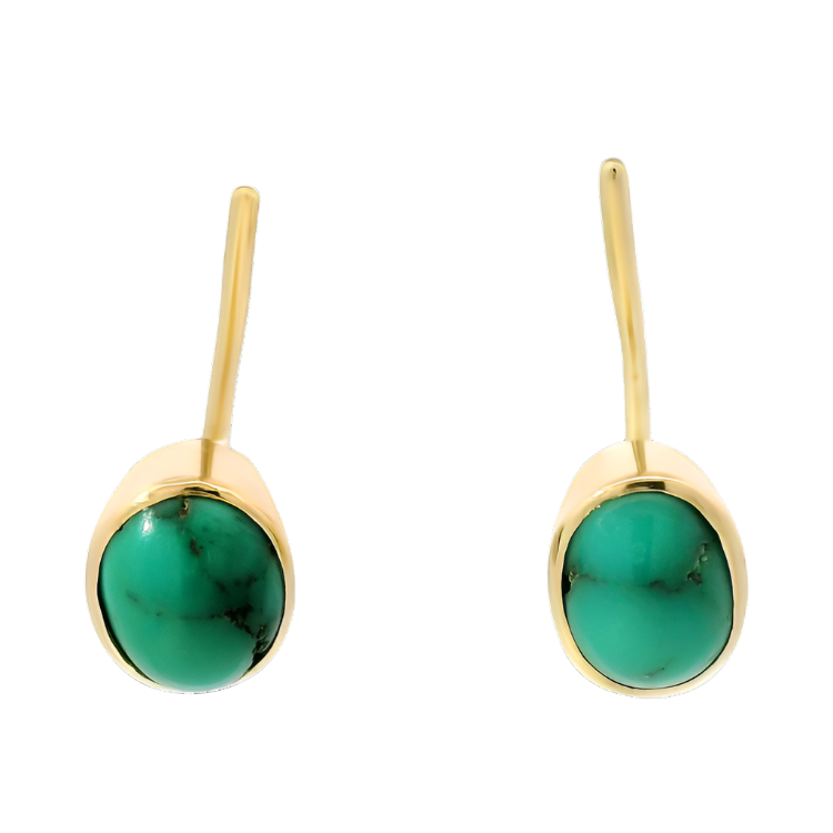 PAGE Estate Earring Estate 14k Yellow Gold Turquoise Drop Stud Earrings