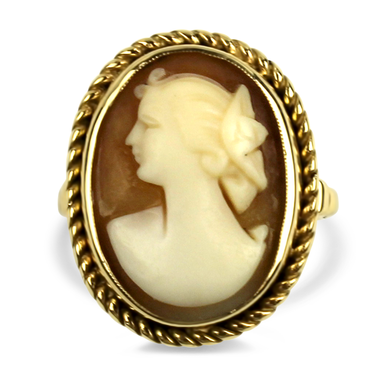 Estate 14K Yellow Gold Victorian Cameo Portrait Ring