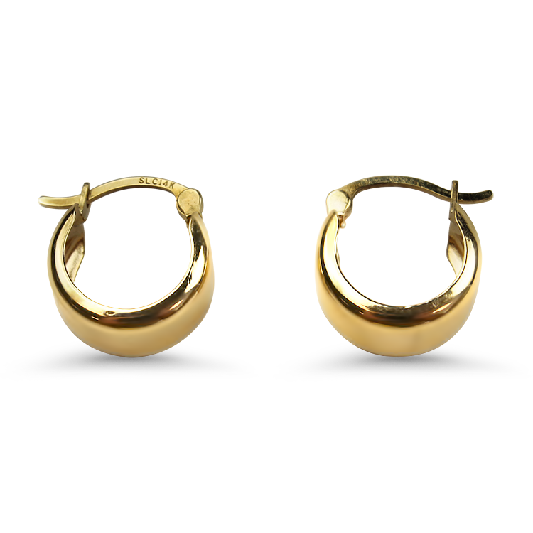 PAGE Estate Earrings Estate 14k Yellow Gold Wide Mini Huggie Earrings