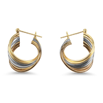 PAGE Estate Earrings Estate 14k Yellow, Rose, & White Gold Twist Hoop Earrings