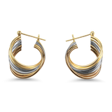 PAGE Estate Earrings Estate 14k Yellow, Rose, & White Gold Twist Hoop Earrings