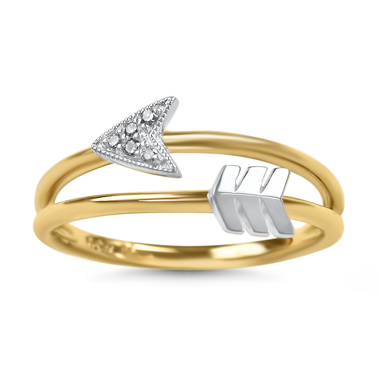 PAGE Estate Engagement Ring Estate 14K Yellow & White Gold Diamond Arrow Ring