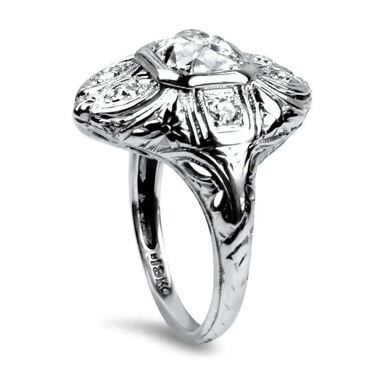 PAGE Estate Engagement Ring Estate 18k White Gold Antique Reproduction Old Cut Diamond Ring 4.25