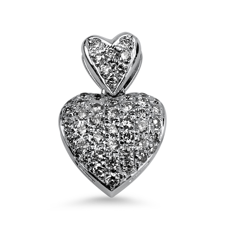 PAGE Estate Necklaces and Pendants Estate 18K White Gold Diamond Heart Pendant