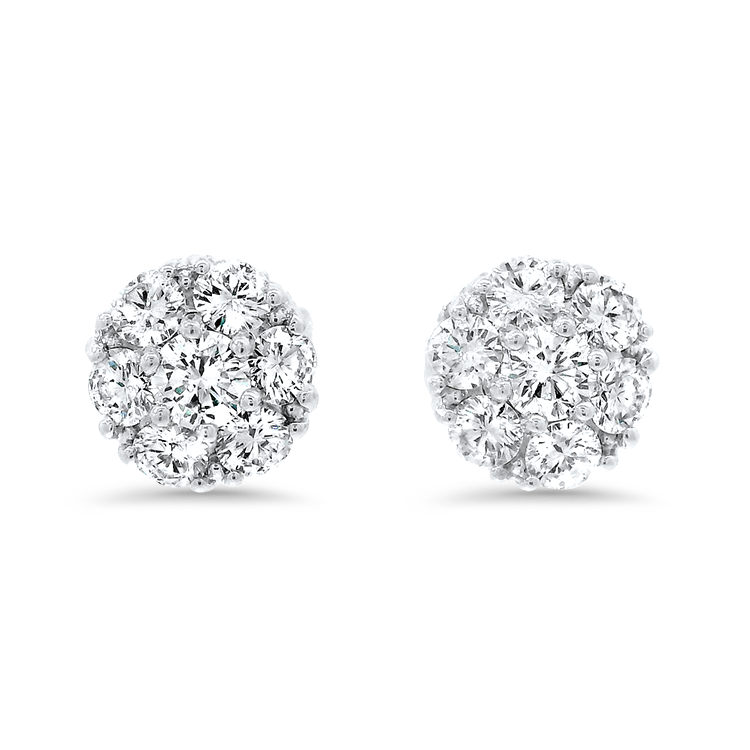 PAGE Estate Earring Estate 18k White Gold Floral Diamond Stud Earrings