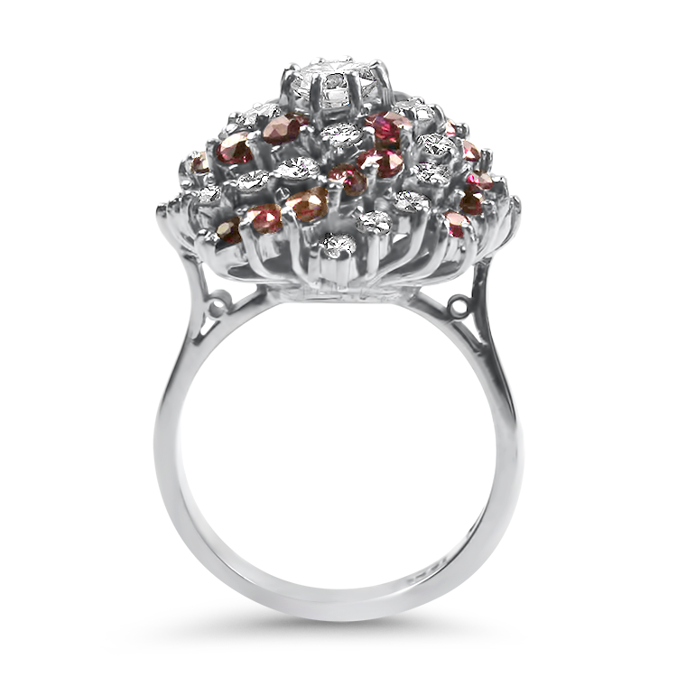 PAGE Estate Ring Estate 18K White Gold Ruby & Diamond Pinwheel Ring 6.25