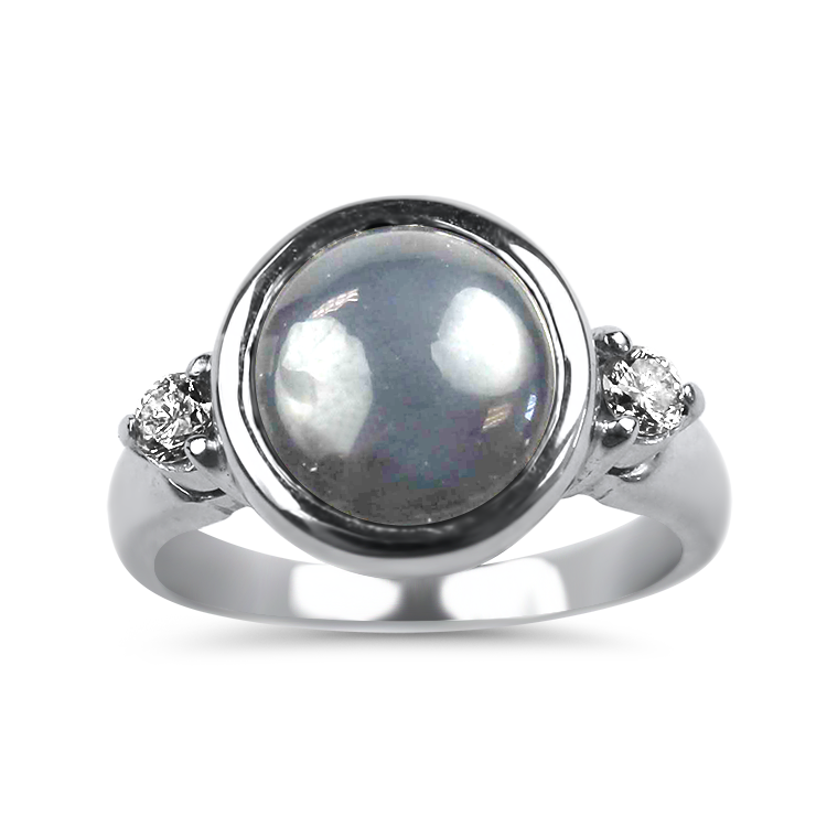 PAGE Estate Ring Estate 18K White Gold Star Sapphire & Diamond Ring 7.25