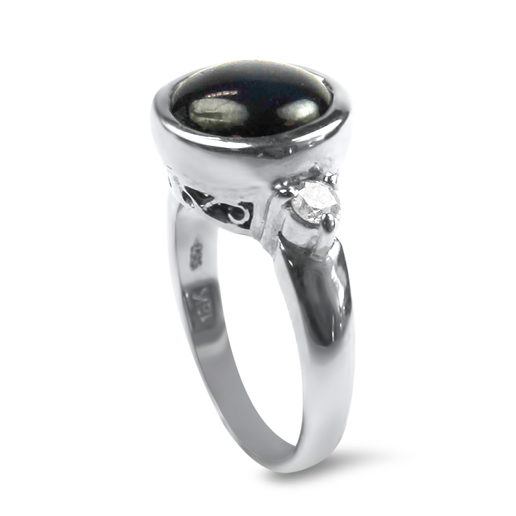 PAGE Estate Ring Estate 18K White Gold Star Sapphire & Diamond Ring 7.25