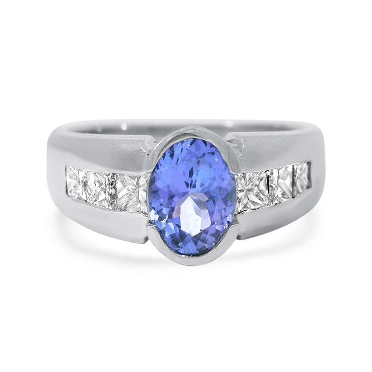 PAGE Estate Ring Estate 18k White Gold Tanzanite and Diamond Ring 7