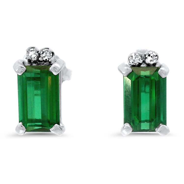 PAGE Estate Earring Estate 18k White Gold Tourmaline & Diamond Stud Earrings