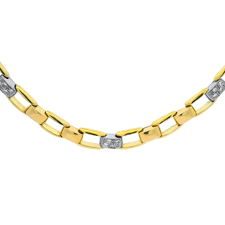 PAGE Estate Necklaces and Pendants Estate 18k Yellow and White Gold Diamond Station Chain