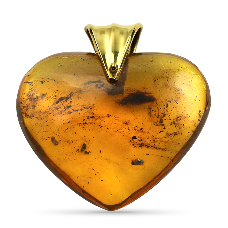 PAGE Estate Necklaces and Pendants Estate 18k Yellow Gold Amber Heart Pendant
