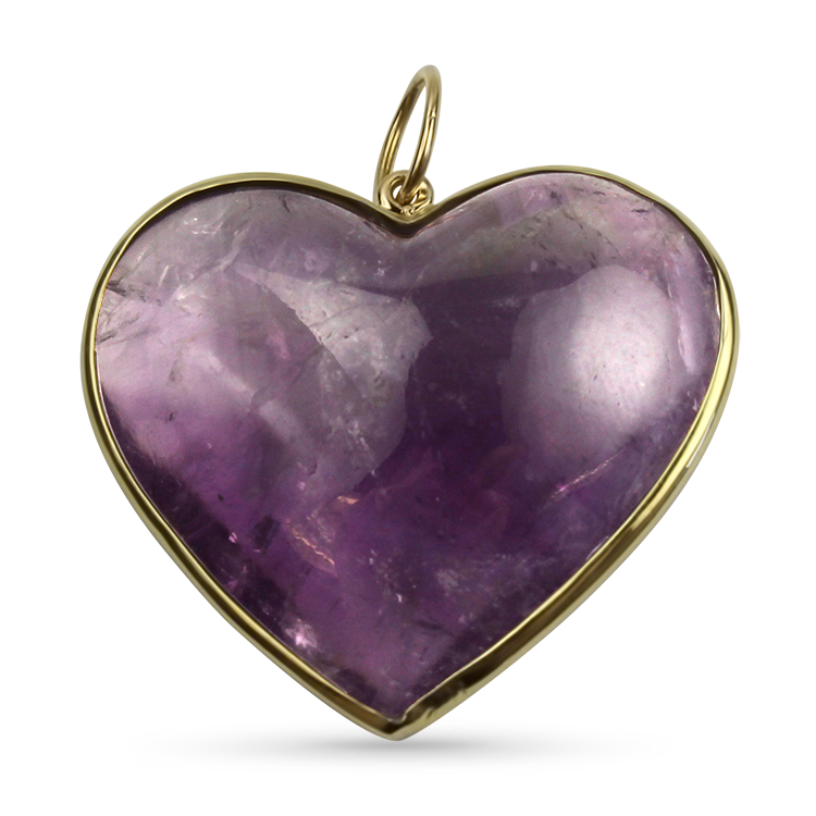 PAGE Estate Necklaces and Pendants Estate 18k Yellow Gold Amethyst Heart Pendant