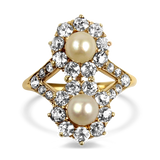 PAGE Estate Ring Estate 18K Yellow Gold Antique Pearl & Diamond Ring 5