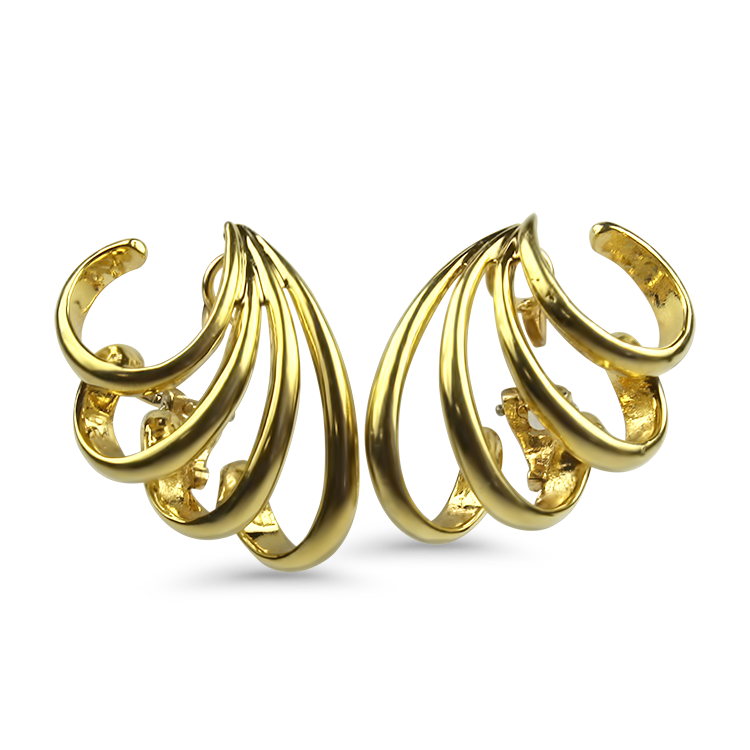 PAGE Estate Earrings Estate 18k Yellow Gold Cimber J-Hoop Earrings