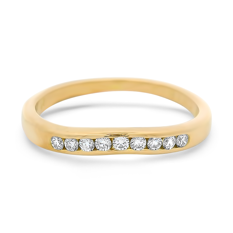 PAGE Estate Wedding Band Estate 18k Yellow Gold Curved Diamond Band