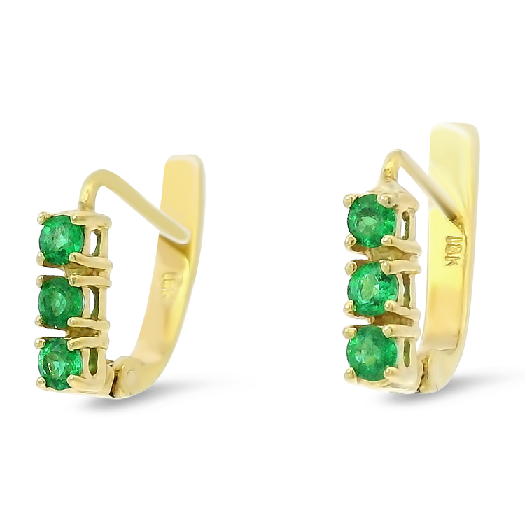 PAGE Estate Earring Estate 18k Yellow Gold Emerald Drop Earrings