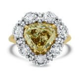 PAGE Estate Engagement Ring Estate 18k Yellow Gold Fancy Yellow Diamond Halo Ring 7