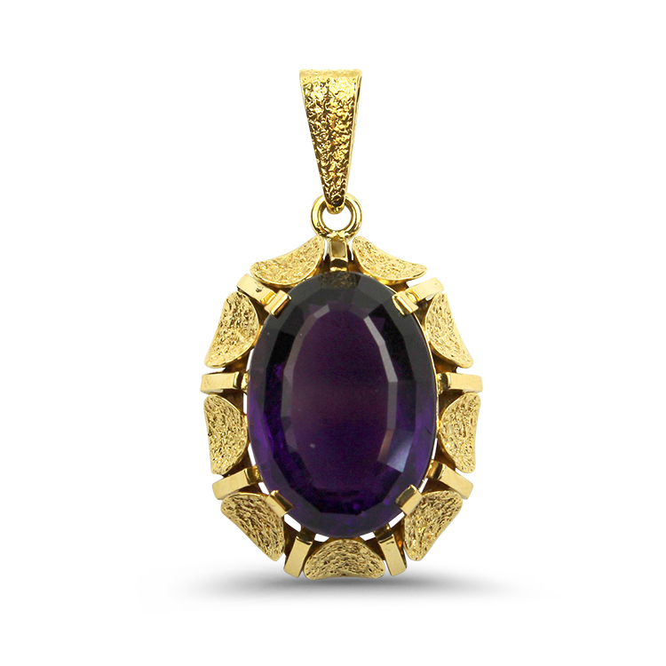 PAGE Estate Necklaces and Pendants Estate 18k Yellow Gold Oval Amethyst Pendant