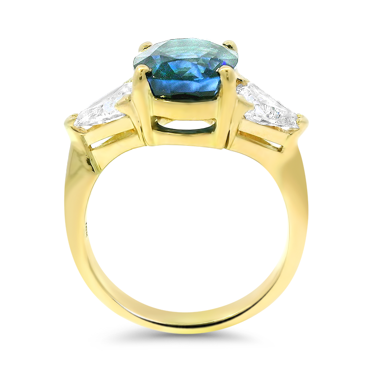 PAGE Estate Ring Estate 18k Yellow Gold Oval Sapphire and Diamond Ring - 3.75ctw 6