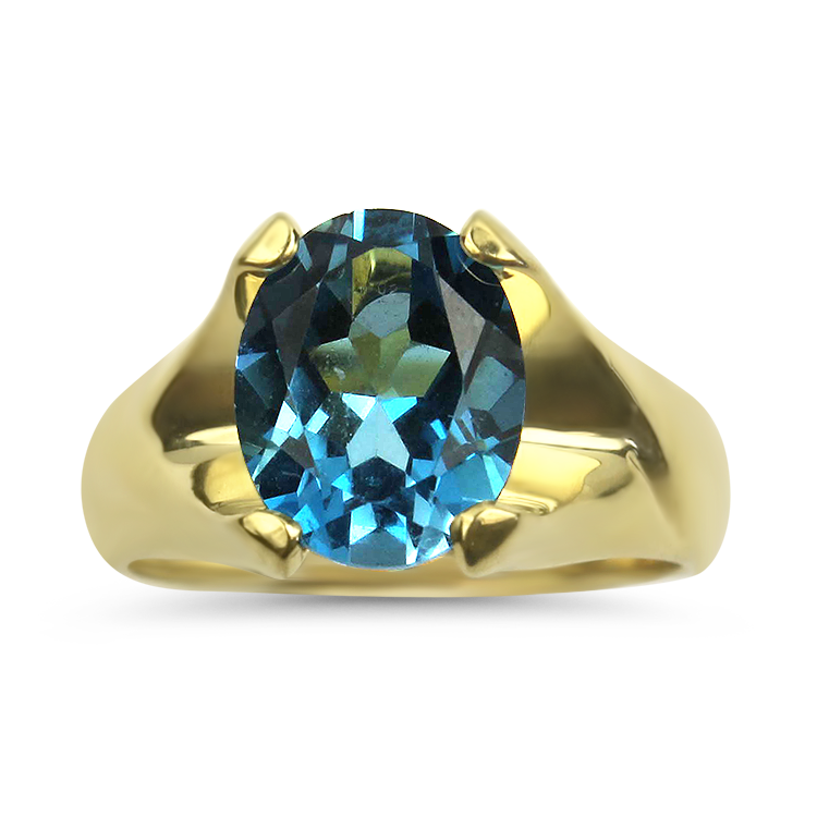 PAGE Estate Ring Estate 18K Yellow Gold Oval Topaz Ring 6