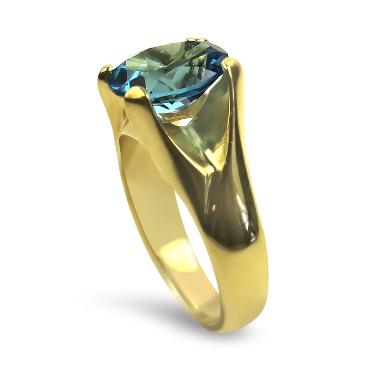 PAGE Estate Ring Estate 18K Yellow Gold Oval Topaz Ring 6