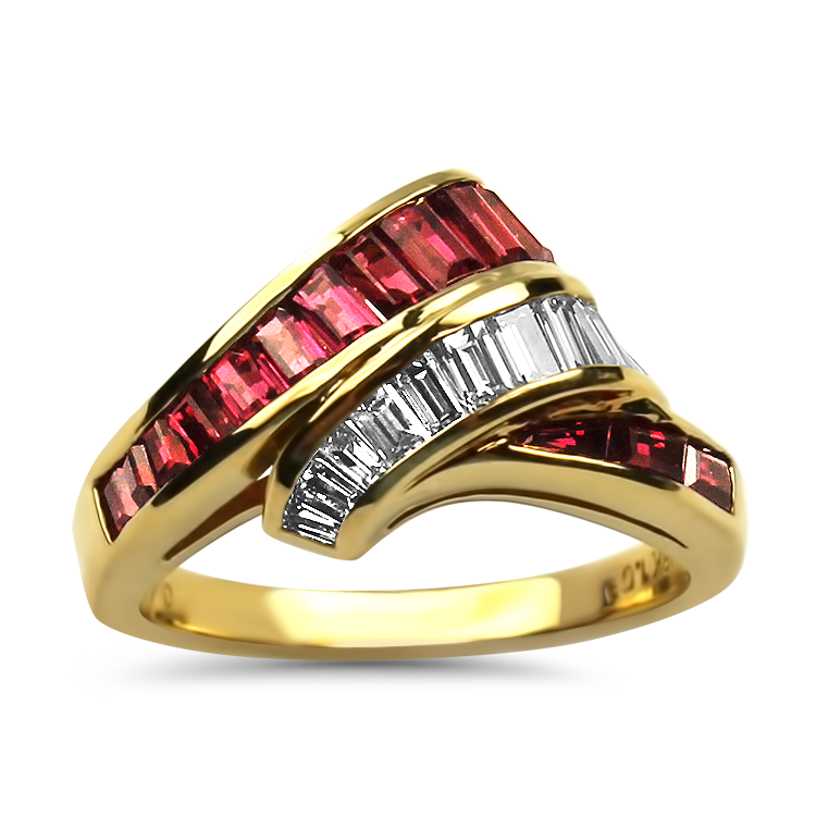 PAGE Estate Ring Estate 18K Yellow Gold Ruby & Diamond Ring 5