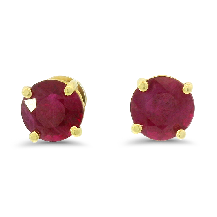 PAGE Estate Earring Estate 18k Yellow Gold Ruby Stud Earrings