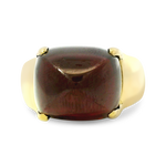 PAGE Estate Ring Estate 18k Yellow Gold Sugarloaf Cabochon Garnet Ring 7.5