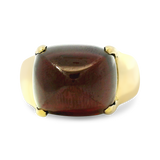 PAGE Estate Ring Estate 18k Yellow Gold Sugarloaf Cabochon Garnet Ring 7.5