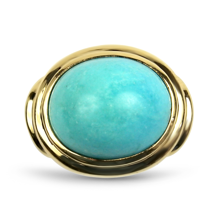 PAGE Estate Ring Estate 18k Yellow Gold Turquoise Ring