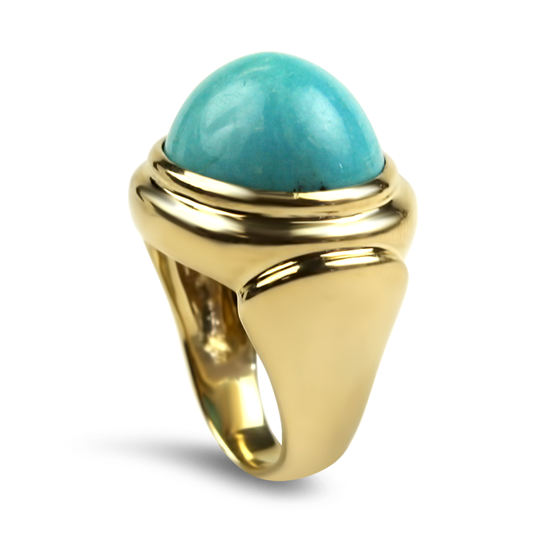 PAGE Estate Ring Estate 18k Yellow Gold Turquoise Ring