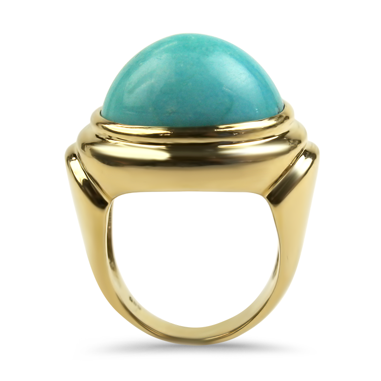 PAGE Estate Ring Estate 18k Yellow Gold Turquoise Ring