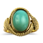 PAGE Estate Ring Estate 18k Yellow Gold Turquoise Rope Ring