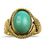 PAGE Estate Ring Estate 18k Yellow Gold Turquoise Rope Ring