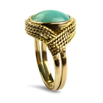 PAGE Estate Ring Estate 18k Yellow Gold Turquoise Rope Ring