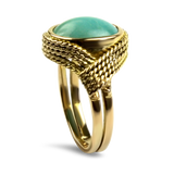 PAGE Estate Ring Estate 18k Yellow Gold Turquoise Rope Ring