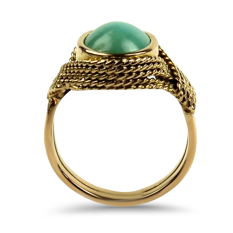 PAGE Estate Ring Estate 18k Yellow Gold Turquoise Rope Ring