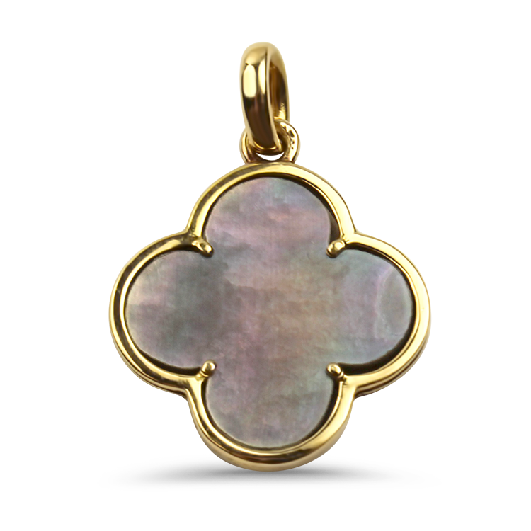 PAGE Estate Pendant Estate 18k Yellow Gold Van Cleef & Arpels Alhambra Black Mother of Pearl Pendant