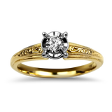 PAGE Estate Engagement Ring Estate 18k Yellow & White Gold Scroll Diamond Engagement Ring 6