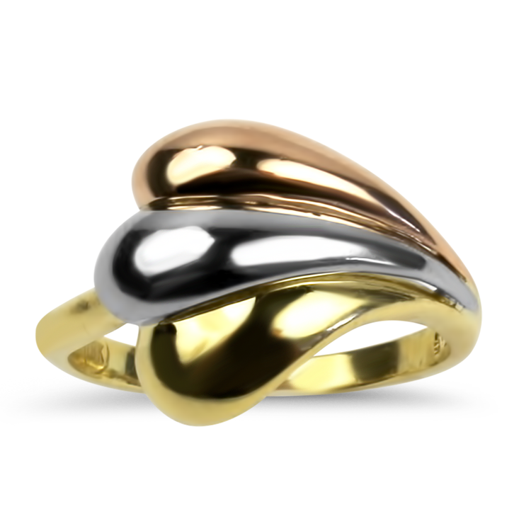 PAGE Estate Ring Estate 18k Yellow, White, & Rose Gold Tear-Drop Ring 6.25