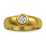 PAGE Estate Engagement Ring Estate 20k Yellow Gold Round Diamond Bezel Ring 6.25