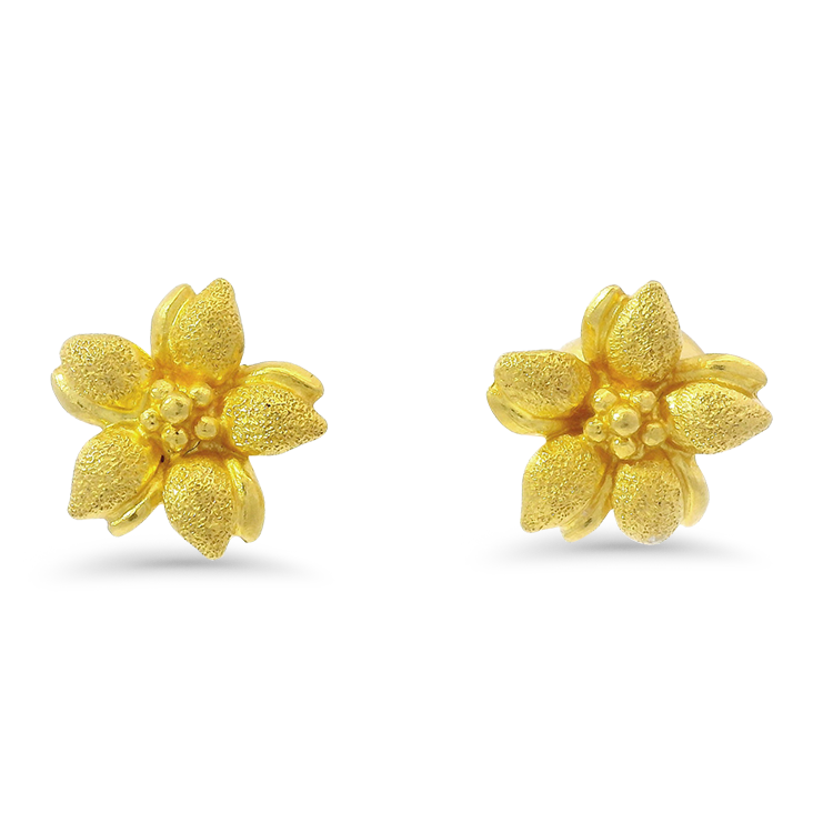 PAGE Estate Earring Estate 21k Yellow Gold Floral Stud Earrings