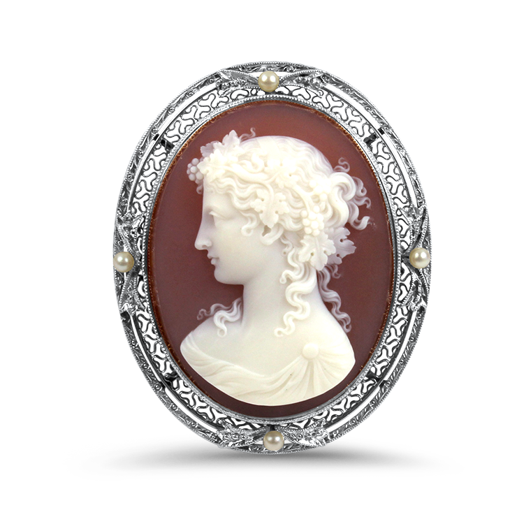 PAGE Estate Pins & Brooches Estate Edwardian 14K Yellow and White Gold Cameo Brooch